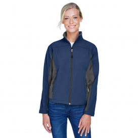 Devon & Jones D997W Ladies Soft Shell Colorblock Jacket - Navy/Dark Charcoal