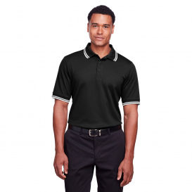 Devon & Jones DG20C Men\'s CrownLux Performance Plaited Tipped Polo - Black/White