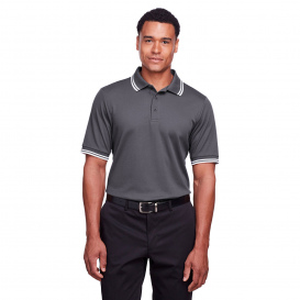 Devon & Jones DG20C Men\'s CrownLux Performance Plaited Tipped Polo - Graphite/White