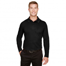 Devon & Jones DG20L CrownLux Performance Plaited Long Sleeve Polo - Black