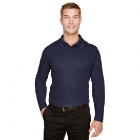 Devon & Jones DG20L CrownLux Performance Plaited Long Sleeve Polo - Navy