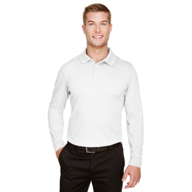 Devon & Jones DG20L CrownLux Performance Plaited Long Sleeve Polo - White