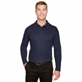 Devon & Jones DG20LT Tall CrownLux Performance Plaited Long Sleeve Polo - Navy