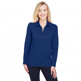 Devon & Jones DG20LW CrownLux Performance Ladies Plaited Long Sleeve Polo - True Royal