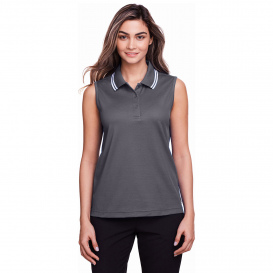 Devon & Jones DG20SW Ladies CrownLux Performance Plaited Tipped Sleeveless Polo - Graphite/White