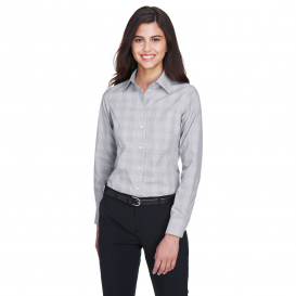 Devon & Jones DG520W Ladies Crown Woven Collection Glen Plaid - White/Graphite/Light Graphite