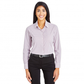 Devon & Jones DG540W CrownLux Performance Ladies Micro Windowpane Shirt - Burgundy/White