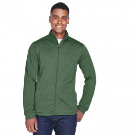 Devon & Jones DG796 Men\'s Newbury Colorblock Melange Fleece Full Zip - Forest/Forest Heather