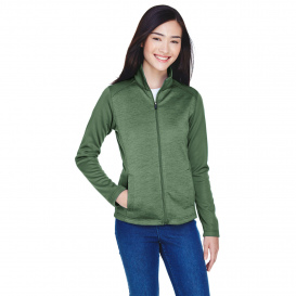 Devon & Jones DG796W Ladies Newbury Colorblock Melange Fleece Full Zip - Forest/Forest Heather