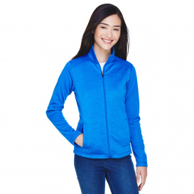 Devon & Jones DG796W Ladies Newbury Colorblock Melange Fleece Full Zip - French Blue/French Blue Heather