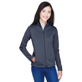 Devon & Jones DG796W Ladies Newbury Colorblock Melange Fleece Full Zip - Navy/Navy Heather