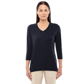 Devon & Jones DP184W Ladies Perfect Fit Bracelet-Length V-Neck Top - Black