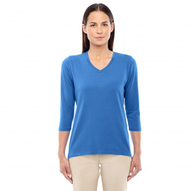 Devon & Jones DP184W Ladies Perfect Fit Bracelet-Length V-Neck Top - French Blue