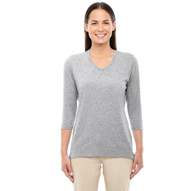 Devon & Jones DP184W Ladies Perfect Fit Bracelet-Length V-Neck Top - Grey Heather