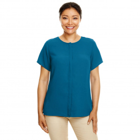 Devon & Jones DP612W Ladies Perfect Fit Short-Sleeve Crepe Blouse - Dark Teal