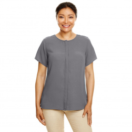 Devon & Jones DP612W Ladies Perfect Fit Short-Sleeve Crepe Blouse - Graphite