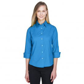 Devon & Jones DP625W Ladies Perfect Fit 3/4-Sleeve Stretch Poplin Blouse - French Blue