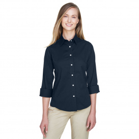 Devon & Jones DP625W Ladies Perfect Fit 3/4-Sleeve Stretch Poplin Blouse - Navy