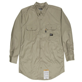 Berne FRSH10T Tall Flame-Resistant Button-Down Work Shirt - Khaki