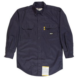 Berne FRSH10T Tall Flame-Resistant Button-Down Work Shirt - Navy