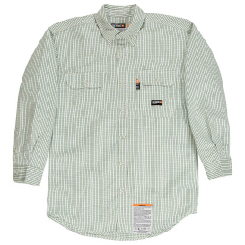 Berne FRSH21 Flame-Resistant Down Plaid Work Shirt - Green/White