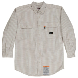 Berne FRSH21 Flame-Resistant Down Plaid Work Shirt - Khaki/White