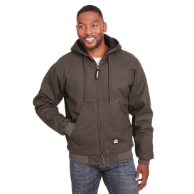 Berne HJ375T Tall Highland Washed Cotton Duck Hooded Jacket - Olive Duck