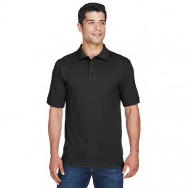 Harriton M200 Mens 6 oz. Ringspun Cotton Pique Short-Sleeve Polo - Black