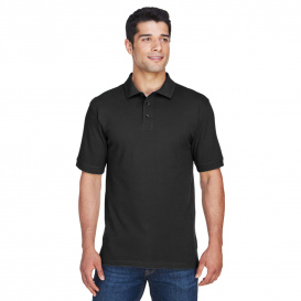 Harriton M200T Men\'s Tall 6 oz. Ringspun Cotton Pique Short-Sleeve Polo - Black