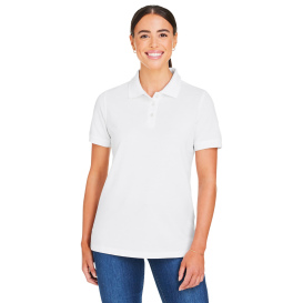 Harriton M205W Ladies Valiant Cotton Snag Protect Polo - White