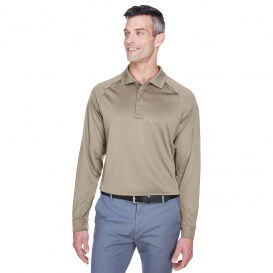 Harriton M211L Mens Advantage Snag Protection Plus Long-Sleeve Tactical Polo - Dark Khaki