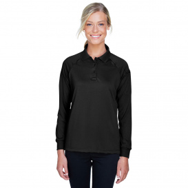 Harriton M211LW Ladies Advantage Snag Protection Plus Long Sleeve Tactical Polo - Black