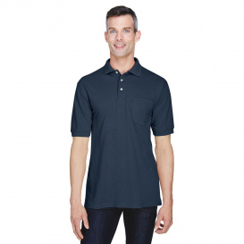 Harriton M265P Men\'s 5.6oz. Easy Blend Polo with Pocket - Navy