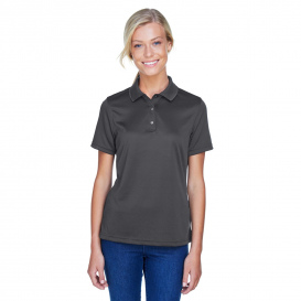 Harriton M345W Ladies Advantage Snag Protection Plus IL Snap Placket Polo - Dark Charcoal