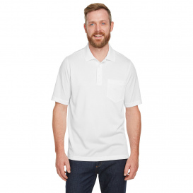 Harriton M348P Men\'s Advantage Snap Protection Plus IL Pocket Polo - White