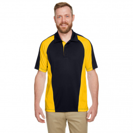 Harriton M385 Men\'s Advantage Snag Protection Plus IL Colorblock Polo - Black/Safety Yellow/Dark Charcoal