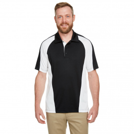 Harriton M385 Men\'s Advantage Snag Protection Plus IL Colorblock Polo - Black/White/Dark Charcoal