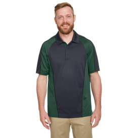 Harriton M385 Men\'s Advantage Snag Protection Plus IL Colorblock Polo - Dark Charcoal/Dark Green/Black