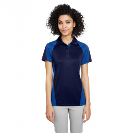 Harriton M385W Ladies Advantage Snag Protection Plus IL Colorblock Polo - Dark Navy/True Royal/Dark Charcoal