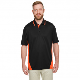 Harriton M386 Men\'s Flash Snag Protection Plus IL Colorblock Polo - Black/Team Orange