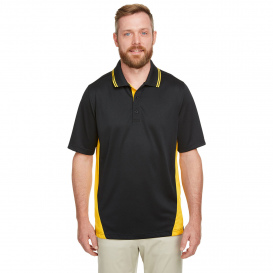 Harriton M386T Men\'s Tall Flash Snag Protection Plus IL Colorblock Polo - Black/Sunray Yellow