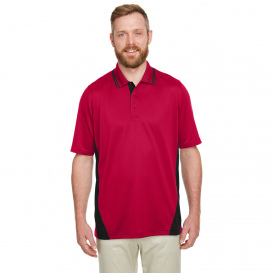 Harriton M386T Men\'s Tall Flash Snag Protection Plus IL Colorblock Polo - Red/Black