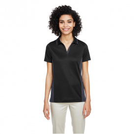 Harriton M386W Ladies Flash Snag Protection Plus IL Colorblock Polo - Black/Dark Charcoal