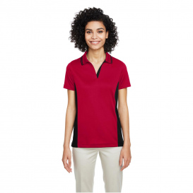 Harriton M386W Ladies Flash Snag Protection Plus IL Colorblock Polo - Red/Black