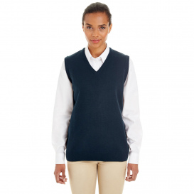 Harriton M415W Ladies Pilbloc V-Neck Sweater Vest - Dark Navy