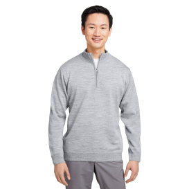 Harriton M421 Men\'s Pilbloc Quarter-Zip Sweater - Grey Heather