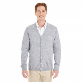 Harriton M425 Pilbloc V-Neck Button Cardigan Sweater - Grey Heather