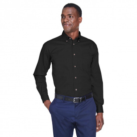 Harriton M500 Easy Blend Long-Sleeve Twill Shirt with Stain Release - Black