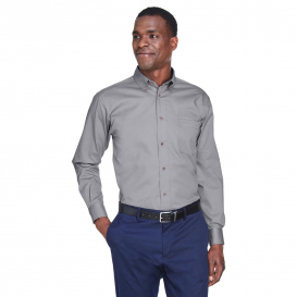 Harriton M500 Easy Blend Long-Sleeve Twill Shirt with Stain Release - Dark Grey