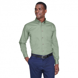 Harriton M500 Easy Blend Long-Sleeve Twill Shirt with Stain Release - Dill